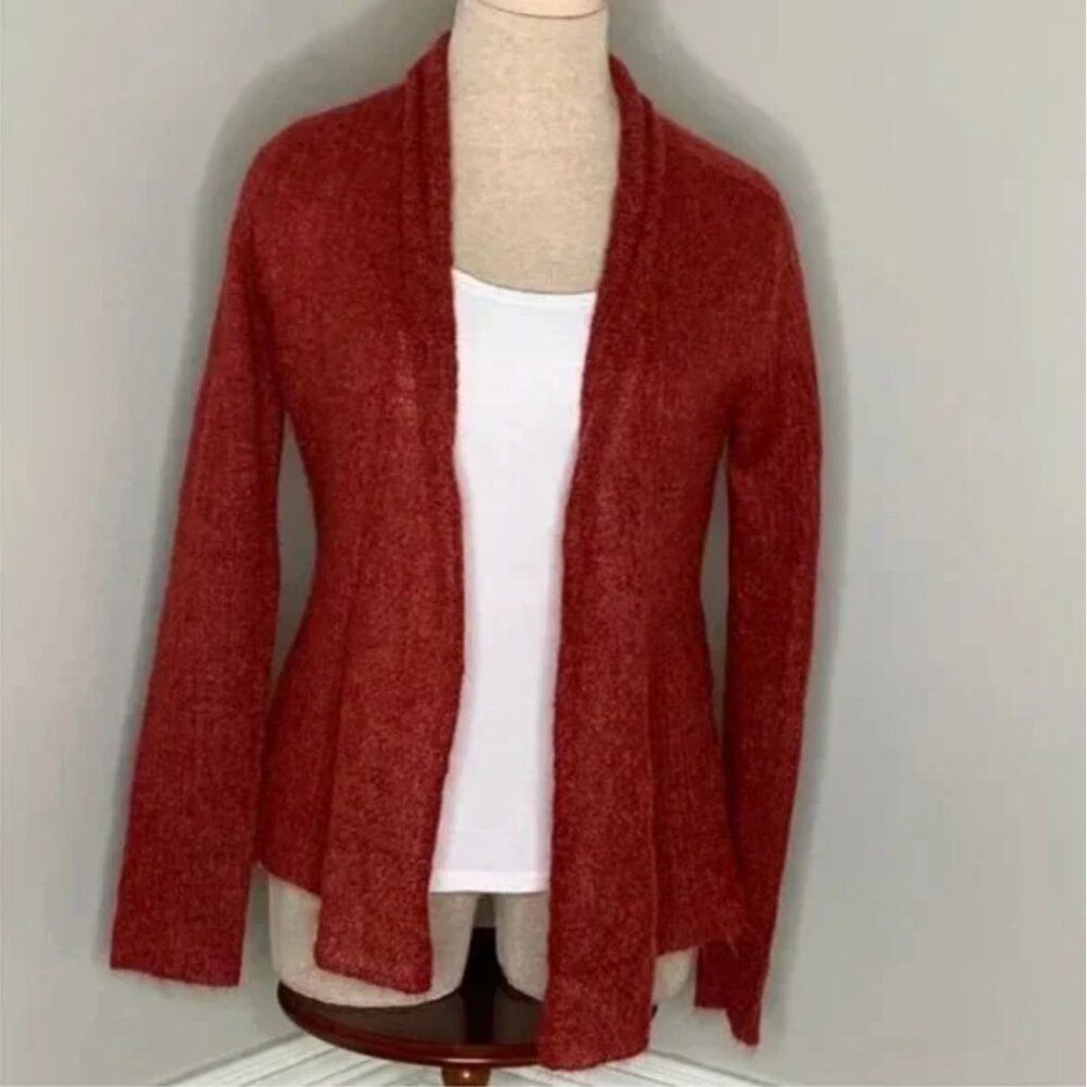 Eileen Fisher Women's Rust Mohair Wool Blend Open Front Cardigan Size XS